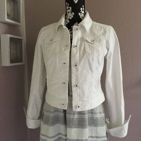 ann taylor white denim jacket